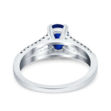 Split Shank Halo Oval Wedding Engagement Ring Round Black Simulated Cubic Zirconia 925 Sterling Silver