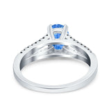 Split Shank Halo Oval Wedding Engagement Ring Round Black Simulated Cubic Zirconia 925 Sterling Silver