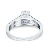 Split Shank Halo Oval Wedding Engagement Ring Round Black Simulated Cubic Zirconia 925 Sterling Silver