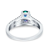Split Shank Halo Oval Wedding Engagement Ring Round Black Simulated Cubic Zirconia 925 Sterling Silver
