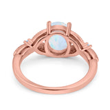 Oval Blue Aquamarine Art Deco Wedding Engagement Bridal Ring Accent Vintage Round Simulated Cubic Zirconia 925 Sterling Silver