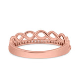 Half Eternity Infinity Twisted Shank Wedding Ring Band Round Simulated Cubic Zirconia 925 Sterling Silver