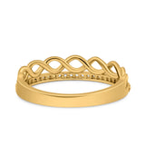 Half Eternity Infinity Twisted Shank Wedding Ring Band Round Simulated Cubic Zirconia 925 Sterling Silver