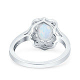 Oval Art Deco Wedding Engagement Bridal Ring Accent Vintage Round Simulated Cubic Zirconia 925 Sterling Silver