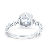 Art Deco Engagement Bridal Infinity Ring Hexagon Round Simulated Cubic Zirconia 925 Sterling Silver
