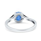 Vintage Oval Engagement Ring Triangle Black Simulated Cubic Zirconia 925 Sterling Silver