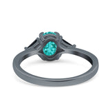 Vintage Oval Engagement Ring Triangle Black Simulated Cubic Zirconia 925 Sterling Silver