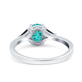 Vintage Oval Engagement Ring Triangle Black Simulated Cubic Zirconia 925 Sterling Silver