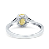 Vintage Oval Engagement Ring Triangle Black Simulated Cubic Zirconia 925 Sterling Silver