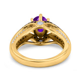 Split Shank Halo Oval Wedding Engagement Ring Black Round Simulated Cubic Zirconia 925 Sterling Silver