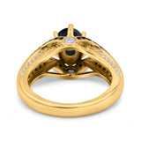 Split Shank Halo Oval Wedding Engagement Ring Black Round Simulated Cubic Zirconia 925 Sterling Silver