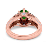 Split Shank Halo Oval Wedding Engagement Ring Black Round Simulated Cubic Zirconia 925 Sterling Silver