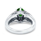 Split Shank Halo Oval Wedding Engagement Ring Black Round Simulated Cubic Zirconia 925 Sterling Silver