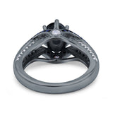 Halo Oval Wedding Engagement Ring Blue Sapphire Round Simulated Cubic Zirconia 925 Sterling Silver