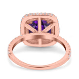 Halo Art Deco Cushion Cut Wedding Bridal Ring Round Simulated Cubic Zirconia 925 Sterling Silver