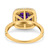 Halo Art Deco Cushion Cut Wedding Bridal Ring Round Simulated Cubic Zirconia 925 Sterling Silver