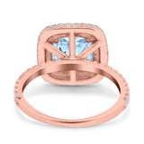 Halo Art Deco Cushion Cut Wedding Bridal Ring Round Simulated Cubic Zirconia 925 Sterling Silver