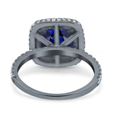 Halo Art Deco Cushion Cut Wedding Bridal Ring Round Simulated Cubic Zirconia 925 Sterling Silver