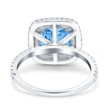 Halo Art Deco Cushion Cut Wedding Bridal Ring Round Simulated Cubic Zirconia 925 Sterling Silver