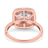 Halo Art Deco Cushion Cut Wedding Bridal Ring Round Simulated Cubic Zirconia 925 Sterling Silver