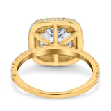 Halo Art Deco Cushion Cut Wedding Bridal Ring Round Simulated Cubic Zirconia 925 Sterling Silver