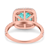 Halo Art Deco Cushion Cut Wedding Bridal Ring Round Simulated Cubic Zirconia 925 Sterling Silver