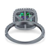 Halo Art Deco Cushion Cut Wedding Bridal Ring Round Simulated Cubic Zirconia 925 Sterling Silver