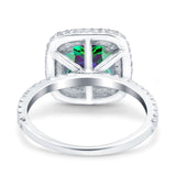 Halo Art Deco Cushion Cut Wedding Bridal Ring Round Simulated Cubic Zirconia 925 Sterling Silver