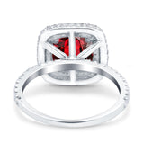 Halo Art Deco Cushion Cut Wedding Bridal Ring Round Simulated Cubic Zirconia 925 Sterling Silver