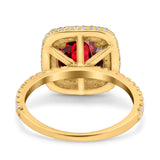 Halo Art Deco Cushion Cut Wedding Bridal Ring Round Simulated Cubic Zirconia 925 Sterling Silver