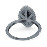 Halo Art Deco Marquise Wedding Bridal Ring Round Simulated Cubic Zirconia 925 Sterling Silver