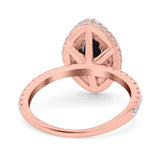 Halo Art Deco Marquise Wedding Bridal Ring Round Simulated Cubic Zirconia 925 Sterling Silver