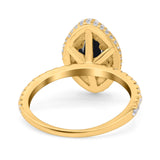 Halo Art Deco Marquise Wedding Bridal Ring Round Simulated Cubic Zirconia 925 Sterling Silver