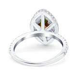 Halo Art Deco Marquise Wedding Bridal Ring Round Simulated Cubic Zirconia 925 Sterling Silver