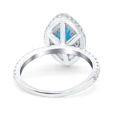Halo Art Deco Marquise Wedding Bridal Ring Round Simulated Cubic Zirconia 925 Sterling Silver