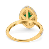 Halo Art Deco Marquise Wedding Bridal Ring Round Simulated Cubic Zirconia 925 Sterling Silver