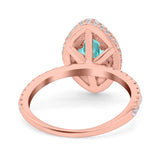 Halo Art Deco Marquise Wedding Bridal Ring Round Simulated Cubic Zirconia 925 Sterling Silver