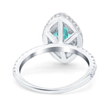 Halo Art Deco Marquise Wedding Bridal Ring Round Simulated Cubic Zirconia 925 Sterling Silver