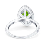 Halo Art Deco Marquise Wedding Bridal Ring Round Simulated Cubic Zirconia 925 Sterling Silver