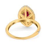 Halo Art Deco Marquise Wedding Bridal Ring Round Simulated Cubic Zirconia 925 Sterling Silver