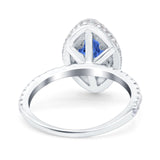 Halo Art Deco Marquise Wedding Bridal Ring Round Simulated Cubic Zirconia 925 Sterling Silver