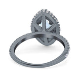Halo Art Deco Marquise Wedding Bridal Ring Round Simulated Cubic Zirconia 925 Sterling Silver