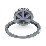 Halo Art Deco Wedding Engagement Bridal Ring Round Simulated Cubic Zirconia 925 Sterling Silver