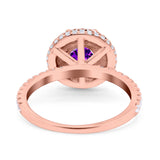 Halo Art Deco Wedding Engagement Bridal Ring Round Simulated Cubic Zirconia 925 Sterling Silver