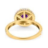 Halo Art Deco Wedding Engagement Bridal Ring Round Simulated Cubic Zirconia 925 Sterling Silver