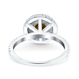 Halo Art Deco Wedding Engagement Bridal Ring Round Simulated Cubic Zirconia 925 Sterling Silver