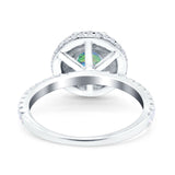 Halo Art Deco Wedding Engagement Bridal Ring Round Simulated Cubic Zirconia 925 Sterling Silver