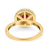 Halo Art Deco Wedding Engagement Bridal Ring Round Simulated Cubic Zirconia 925 Sterling Silver