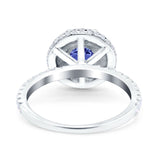 Halo Art Deco Wedding Engagement Bridal Ring Round Simulated Cubic Zirconia 925 Sterling Silver