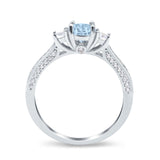 Three Stone Vintage Engagement Bridal Ring Round Simulated Cubic Zirconia 925 Sterling Silver